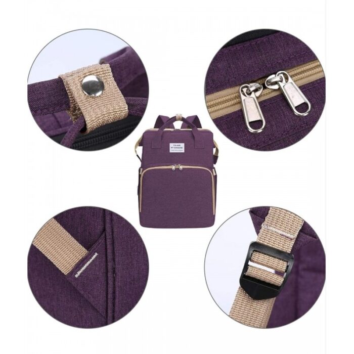 ⁦حقيبة ظهر لأغراض البيبي ( للحفاضات ) مع سريرللتغيير لون نهدي⁩ - الصورة ⁦3⁩