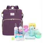 ⁦حقيبة ظهر لأغراض البيبي ( للحفاضات ) مع سريرللتغيير لون نهدي⁩ - الصورة ⁦5⁩