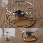 حامل ابريق الشاي من الستانليس ستيل مع قاعدة خشبيه 14*7 سم