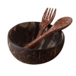 وعاء جوز الهند مع ملعقة و شوكة 12.5 *7.5 سم