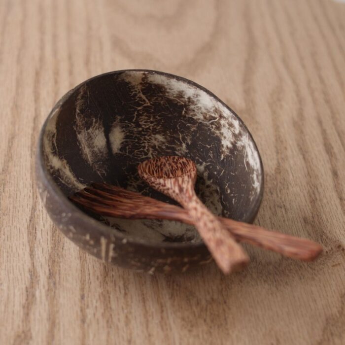 ⁦وعاء جوز الهند مع ملعقة و شوكة 12.5 *7.5 سم⁩ - الصورة ⁦2⁩