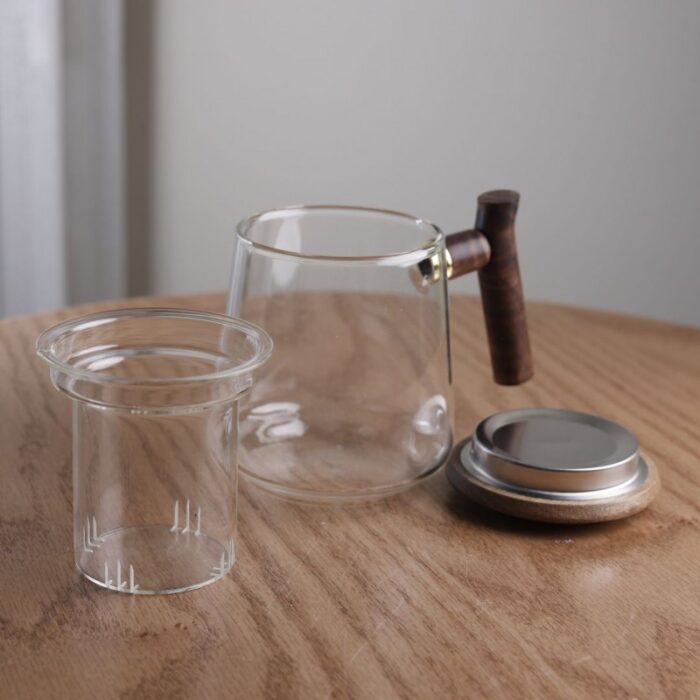 ⁦إبريق شاي زجاجي للأعشاب مع مقبض خشبي 650 مل⁩ - الصورة ⁦2⁩