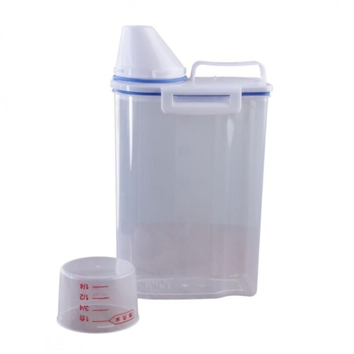 ⁦علبة تخزين بلاستيك مع كوب معياري 22.5 * 11.5* 15سم ( 2 ونص كيلو غرام)⁩ - الصورة ⁦3⁩