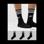⁦adidas Unisex' Solid Crew Socks 3 Pairs- جوارب اديداس كرو للجنسين (3 أزواج) لون أسود⁩ - الصورة ⁦2⁩