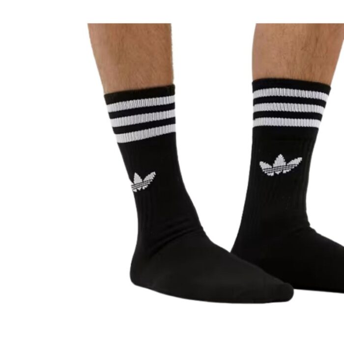 ⁦adidas Unisex' Solid Crew Socks 3 Pairs- جوارب اديداس كرو للجنسين (3 أزواج) لون أسود⁩ - الصورة ⁦6⁩