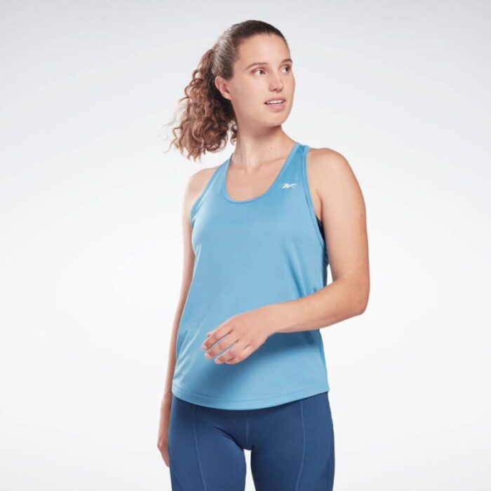⁦تيشيرت (حفر) ريبوك ورك اوت مش تانك للنساء لون أزرق - Reebok Women's Workout Ready Mesh Back Tank Top- Blue⁩ - الصورة ⁦2⁩