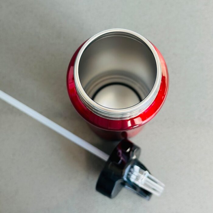 ⁦مطرة ماء ستانلس مع مصاصة - لون أحمر⁩ - الصورة ⁦5⁩