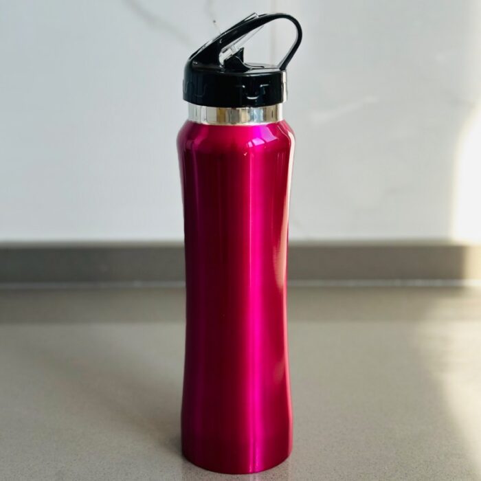 ⁦مطرة ماء ستانلس مع مصاصة - لون زهري⁩ - الصورة ⁦2⁩