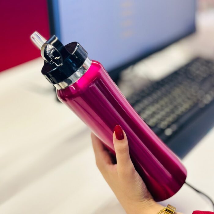 ⁦مطرة ماء ستانلس مع مصاصة - لون زهري⁩ - الصورة ⁦6⁩