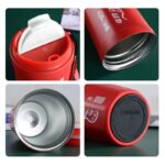 ⁦كاسة ستانلس مع غطاء حجم 350 مل لون أحمر⁩ - الصورة ⁦3⁩