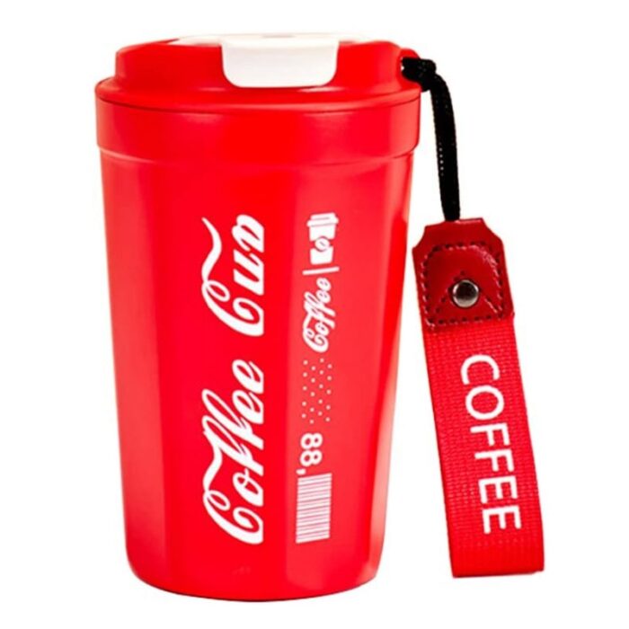 ⁦كاسة ستانلس مع غطاء حجم 350 مل لون أحمر⁩ - الصورة ⁦6⁩