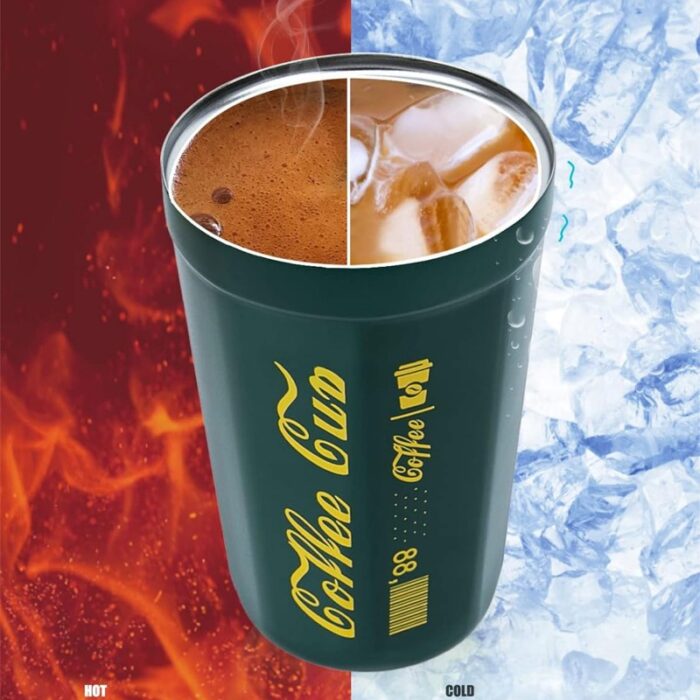 ⁦كاسة ستانلس مع غطاء حجم 350 مل لون أخضر غامق⁩ - الصورة ⁦3⁩