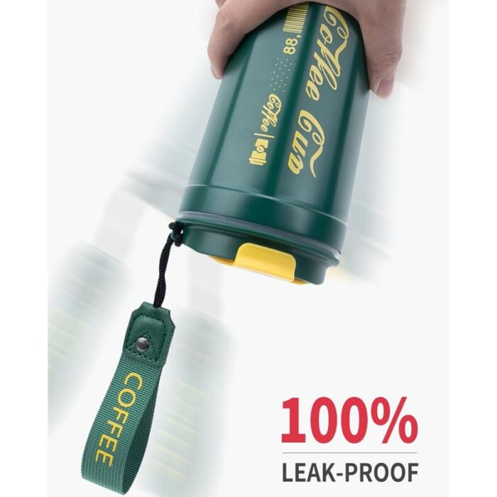 ⁦كاسة ستانلس مع غطاء حجم 350 مل لون أخضر غامق⁩ - الصورة ⁦4⁩