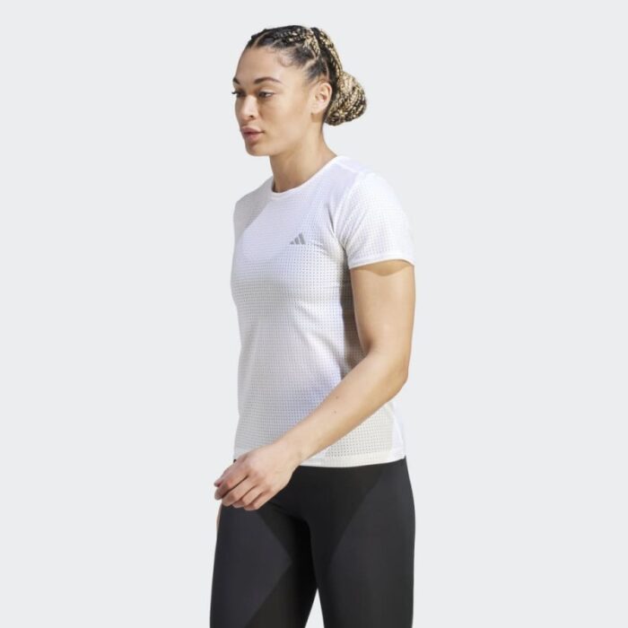 ⁦adidas Womens' Fast Running T-Shirt- تيشيرت اديداس فاست راننيغ للنساء لون أبيض⁩ - الصورة ⁦2⁩