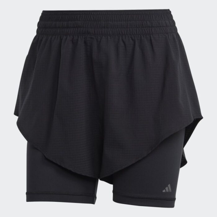 ⁦adidas HIIT HEAT.RDY Training 2-in-1 Shorts - Black- شورت اديداس هيل هيت ريدي للنساء لون أسود⁩ - الصورة ⁦2⁩