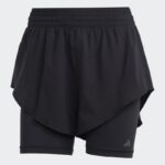 ⁦adidas HIIT HEAT.RDY Training 2-in-1 Shorts - Black- شورت اديداس هيل هيت ريدي للنساء لون أسود⁩ - الصورة ⁦3⁩