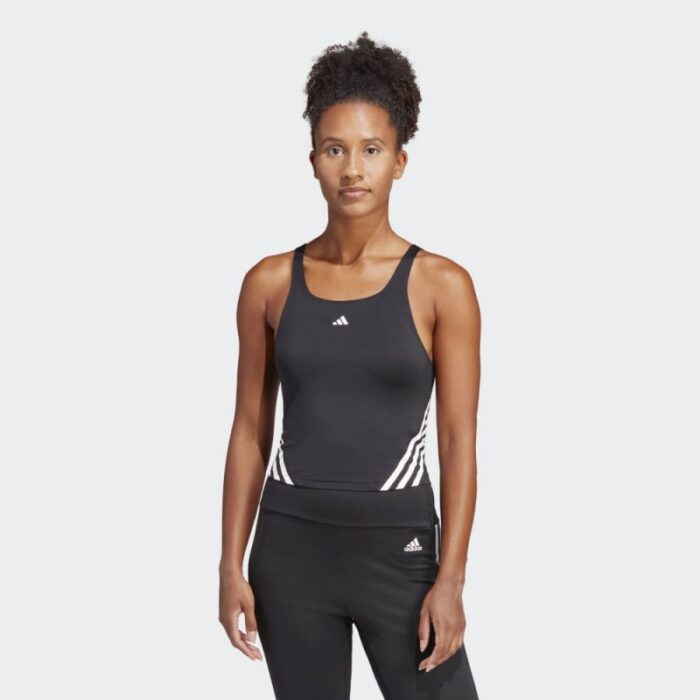⁦adidas  Womens' Train Icons 3-Stripes Tank Top - Black- توب تانك اديداس ترين ايكون ثلاث خطوط للنساء لون أسود⁩ - الصورة ⁦3⁩