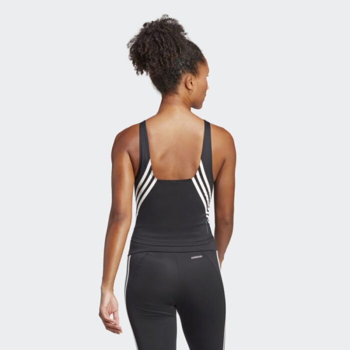 ⁦adidas  Womens' Train Icons 3-Stripes Tank Top - Black- توب تانك اديداس ترين ايكون ثلاث خطوط للنساء لون أسود⁩ - الصورة ⁦4⁩