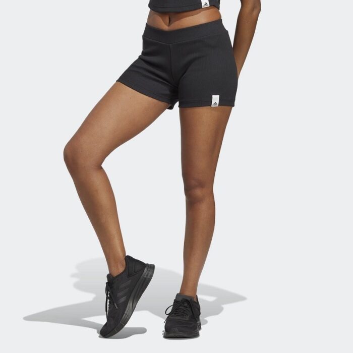 10326087_67fac00cd7405 adidas Lounge Rib Booty Shorts - Black- شورت اديداس للنساء لون أسود - الصورة 1