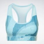 ⁦Reebok Women's Lux Perform Allover Print Racer Bra Blue⁩ - الصورة ⁦5⁩