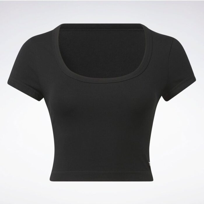 10326431_67fac13be8760 Reebok Women Classics Cropped Jersey T-Shirt- تيشيرت ريبوك كلاسيك كروبيد جيرسي للنساء لون أسود - الصورة 1