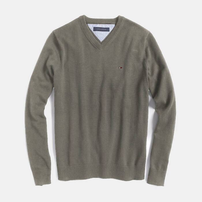 ⁦بلوزة تومي قطنية بأكمام طويلة للرجال لون سكني⁩ - الصورة ⁦3⁩