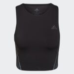 توب اديداس رن ايكون للنساء لون أسود-adidas Womens' Run Icons 3-Stripes Cooler Running Crop Top
