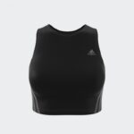 ⁦توب اديداس رن ايكون للنساء لون أسود-adidas Womens' Run Icons 3-Stripes Cooler Running Crop Top⁩ - الصورة ⁦2⁩