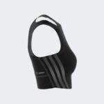 ⁦توب اديداس رن ايكون للنساء لون أسود-adidas Womens' Run Icons 3-Stripes Cooler Running Crop Top⁩ - الصورة ⁦4⁩