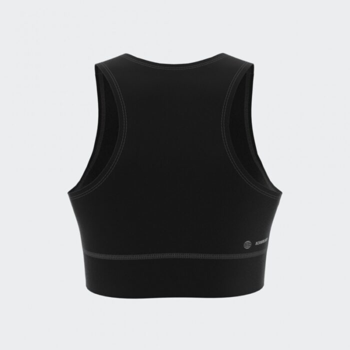 ⁦توب اديداس رن ايكون للنساء لون أسود-adidas Womens' Run Icons 3-Stripes Cooler Running Crop Top⁩ - الصورة ⁦6⁩