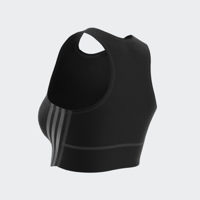 ⁦توب اديداس رن ايكون للنساء لون أسود-adidas Womens' Run Icons 3-Stripes Cooler Running Crop Top⁩ - الصورة ⁦7⁩