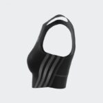 ⁦توب اديداس رن ايكون للنساء لون أسود-adidas Womens' Run Icons 3-Stripes Cooler Running Crop Top⁩ - الصورة ⁦8⁩