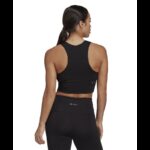 ⁦توب اديداس رن ايكون للنساء لون أسود-adidas Womens' Run Icons 3-Stripes Cooler Running Crop Top⁩ - الصورة ⁦11⁩