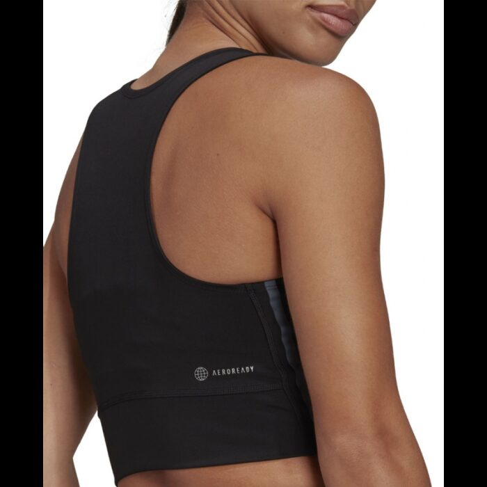 ⁦توب اديداس رن ايكون للنساء لون أسود-adidas Womens' Run Icons 3-Stripes Cooler Running Crop Top⁩ - الصورة ⁦12⁩