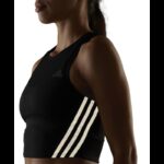 ⁦توب اديداس رن ايكون للنساء لون أسود-adidas Womens' Run Icons 3-Stripes Cooler Running Crop Top⁩ - الصورة ⁦13⁩