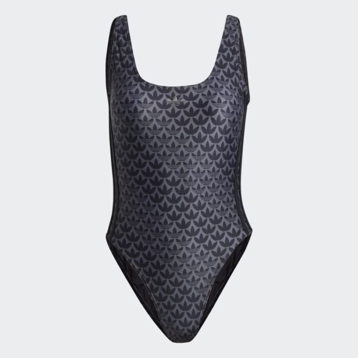10329435_67fac420b5789 مايوه اديداس مونوجرام للنساء لون أسود-adidas Womens' Monogram 3-Stripes Swimsuit - Black - الصورة 1