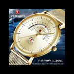 ⁦ساعة ريواردكوارتز تقويم بحزام شبكي للرجال لون ذهبي-REWARD Men's Luxury Watch Mesh Belt Waterproof⁩ - الصورة ⁦2⁩