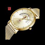 ⁦ساعة ريواردكوارتز تقويم بحزام شبكي للرجال لون ذهبي-REWARD Men's Luxury Watch Mesh Belt Waterproof⁩ - الصورة ⁦4⁩