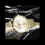 ⁦ساعة ريواردكوارتز تقويم بحزام شبكي للرجال لون ذهبي-REWARD Men's Luxury Watch Mesh Belt Waterproof⁩ - الصورة ⁦7⁩