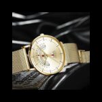 ⁦ساعة ريواردكوارتز تقويم بحزام شبكي للرجال لون ذهبي-REWARD Men's Luxury Watch Mesh Belt Waterproof⁩ - الصورة ⁦8⁩