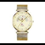 ⁦ساعة ريواردكوارتز تقويم بحزام شبكي للرجال لون ذهبي-REWARD Men's Luxury Watch Mesh Belt Waterproof⁩ - الصورة ⁦9⁩