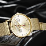 ⁦ساعة ريواردكوارتز تقويم بحزام شبكي للرجال لون ذهبي-REWARD Men's Luxury Watch Mesh Belt Waterproof⁩ - الصورة ⁦13⁩
