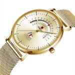 ⁦ساعة ريواردكوارتز تقويم بحزام شبكي للرجال لون ذهبي-REWARD Men's Luxury Watch Mesh Belt Waterproof⁩ - الصورة ⁦14⁩