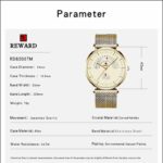⁦ساعة ريواردكوارتز تقويم بحزام شبكي للرجال لون ذهبي-REWARD Men's Luxury Watch Mesh Belt Waterproof⁩ - الصورة ⁦15⁩