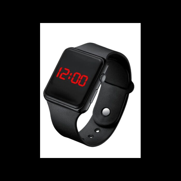 10330413_67fac5a1dbadc ساعة رقمية مربع بحزام سيلكون لون أسود - الصورة 1