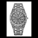 ساعة معدنية مزخرفة بآيات قرآنية للرجال لون فضي