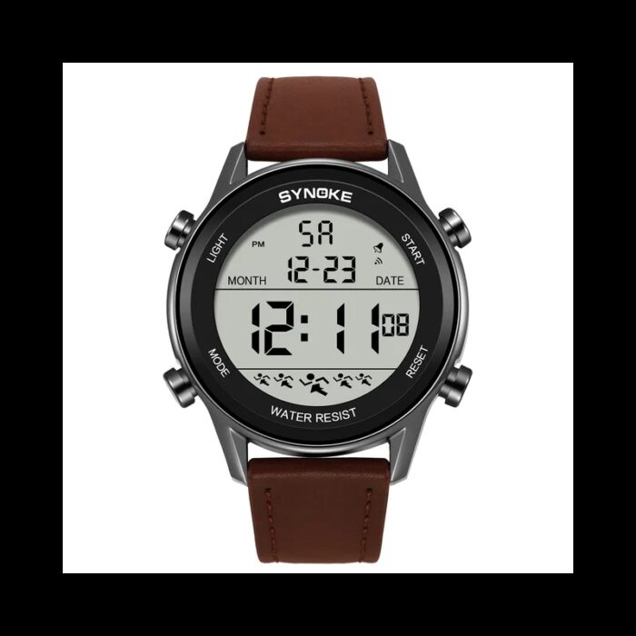 10332096_67fac73828fad ساعة رقمية دائري ارقام كبيرة حزام بني - الصورة 1
