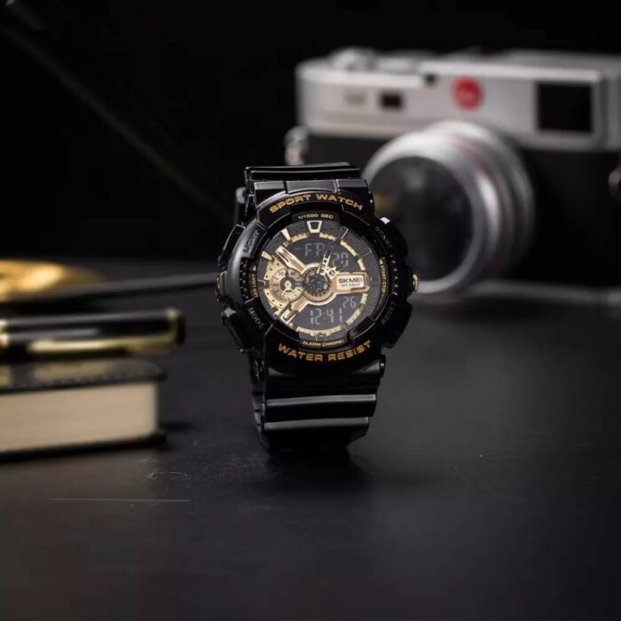 ⁦ساعة يد سيليكون للرجال لون أسود من Skmei⁩ - الصورة ⁦2⁩