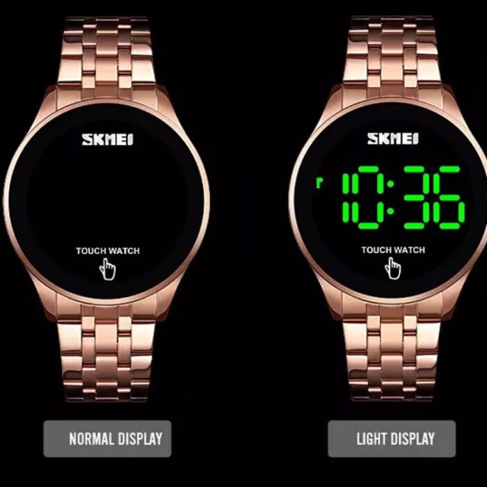 ⁦ساعة يد معدنية للرجال لون ذهبي وأسود من Skmei⁩ - الصورة ⁦2⁩
