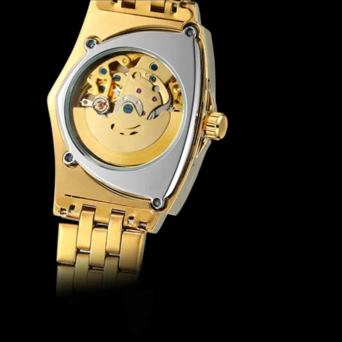 ⁦ساعة يد معدنية للرجال لون ذهبي وبيج من Winner⁩ - الصورة ⁦2⁩